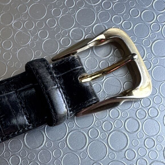 Vintage Brighton Womens Black Leather Belt 41903 Medium Gold Tone Buckle 27-31 main image 10